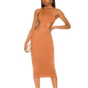 Camila Coelho Cassidy Midi Dress Chestnut Brown in XXS
